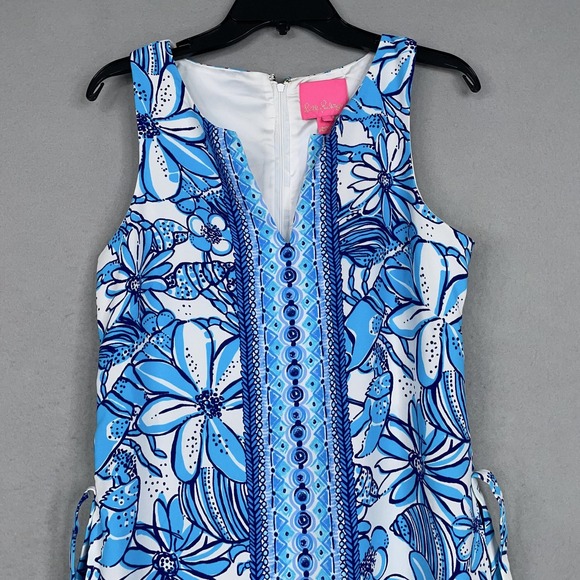 Lilly Pulitzer Dress Womens 6 Blue White Floral Donna Maxi Romper Sleeveless - Picture 4 of 16